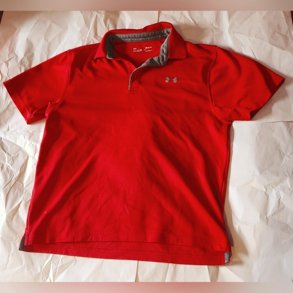 Under Armour Boys Medium Red Polo Shirt